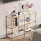 3-Tier Glass Console Table Modern Sofa Side Table with Iron Legs for Living Room Hallway